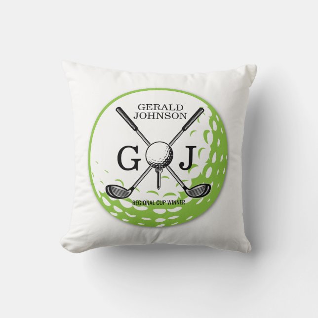Elegant Minimalist Golf Monogram Design Throw Pillow (Front)