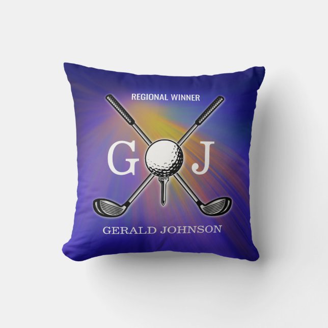 Elegant Minimalist Golf Monogram Design Throw Pillow (Front)