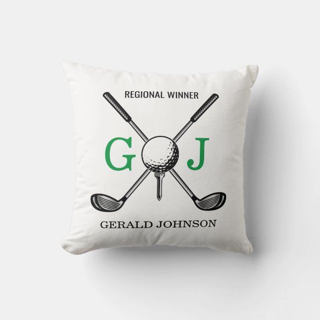 Elegant Minimalist Golf Monogram Design Throw Pillow (Front)