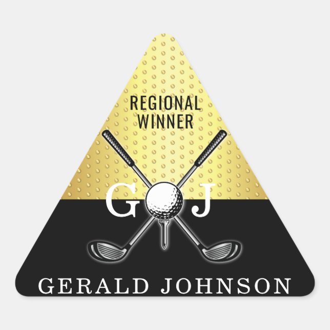 Elegant Minimalist Golf Monogram Design Triangle Sticker (Front)