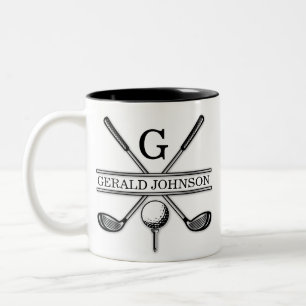 Elegant Minimalist Golf Monogram Design Two-Tone Coffee Mug
