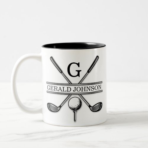 Elegant Minimalist Golf Monogram Design Two_Tone Coffee Mug
