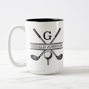 Elegant Minimalist Golf Monogram Design Two-Tone Coffee Mug