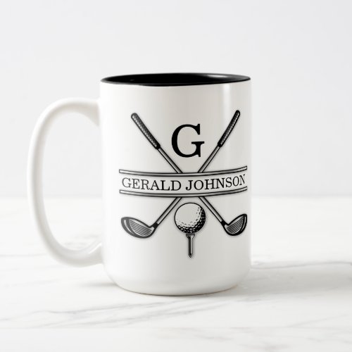 Elegant Minimalist Golf Monogram Design Two_Tone Coffee Mug