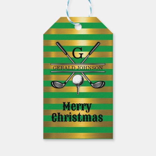 Elegant Minimalist Golf Monogram Holiday Design Gift Tags