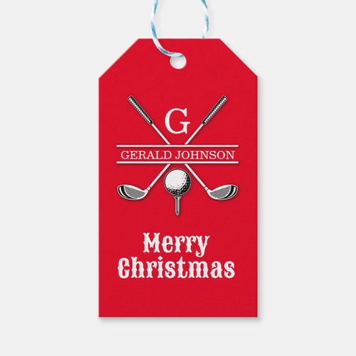 Elegant Minimalist Golf Monogram Holiday Design Gift Tags