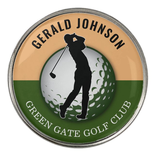 Elegant Minimalist Golfer Design Golf Ball Marker (Front)