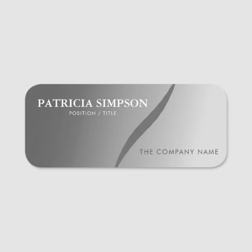 Elegant Minimalist Gradient In Grey Silver Unique Name Tag