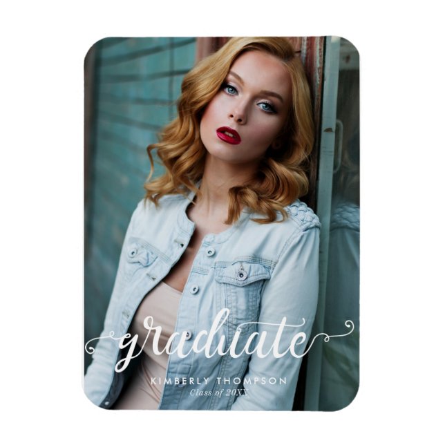 Elegant Minimalist Graduation Chic Calligraphy Magnet (Vertical)