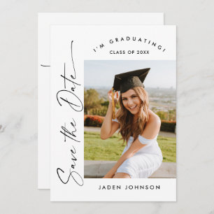Elegant Minimalist Graduation Party Photo QR code Save The Date