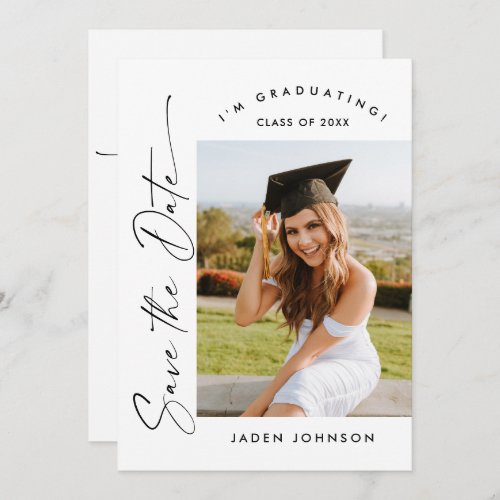 Elegant Minimalist Graduation Party Photo QR code Save The Date