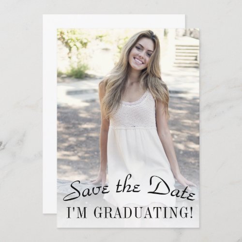 Elegant Minimalist Graduation Party Photo Save The Date