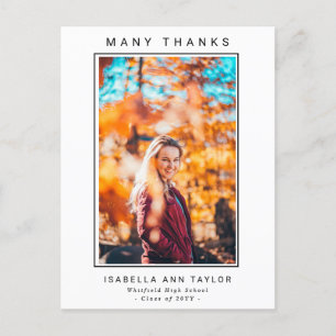 Elegant Minimalist Graduation Photo Thank You  Postcard