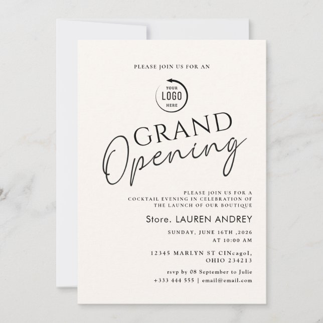 Elegant Minimalist Grand Opening Invitation (Front)