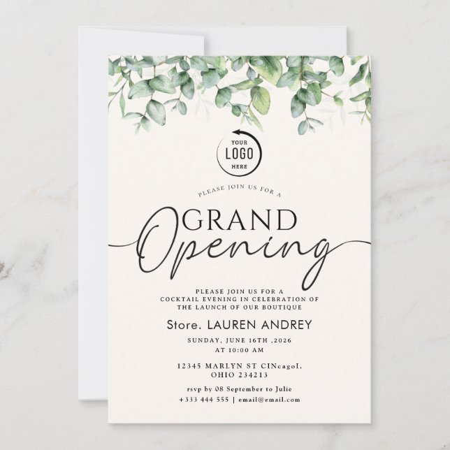 Elegant Minimalist Grand Opening Invitation (Front)