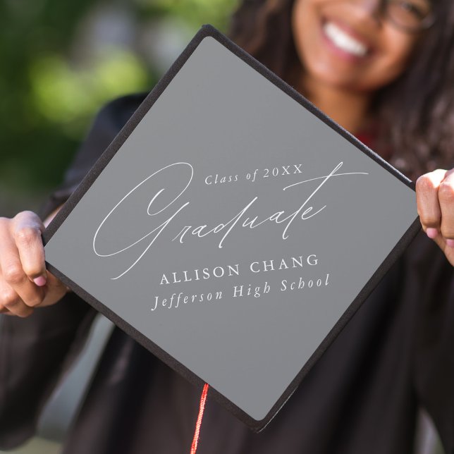 Elegant Minimalist Gray Graduation Cap Topper (Creator Uploaded)