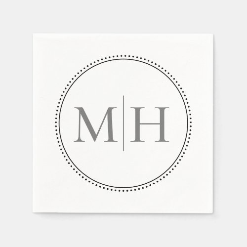 Elegant Minimalist Gray Monogram Wedding Napkins