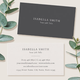 Elegant Minimalist Gray Off-White Sophisticated Business Card