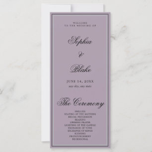 Elegant Minimalist Gray Purple Wedding Program
