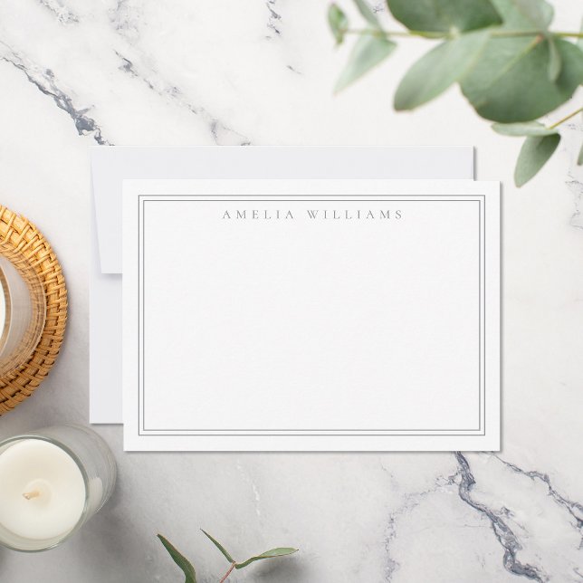 Elegant Minimalist Gray Two Border Note Card (Creator Uploaded)