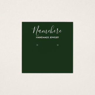 Elegant minimalist green earring display card