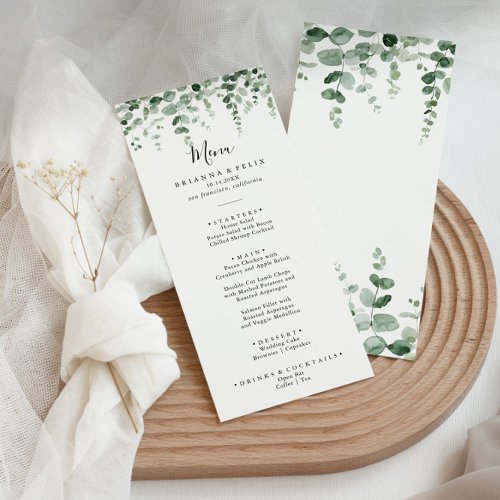 Elegant Minimalist Green Eucalyptus Dinner Menu