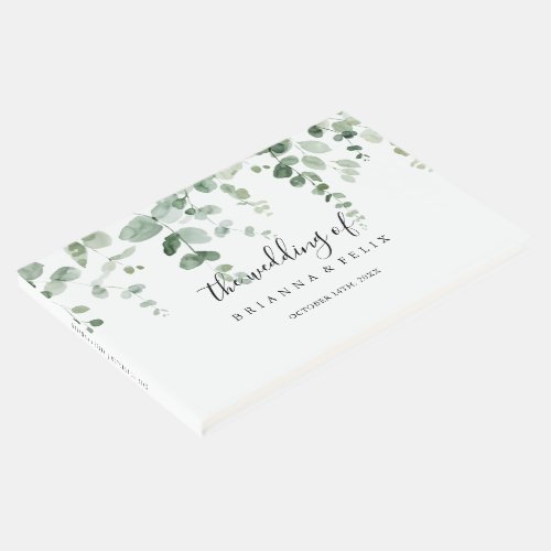 Elegant Minimalist Green Eucalyptus Wedding  Guest Book