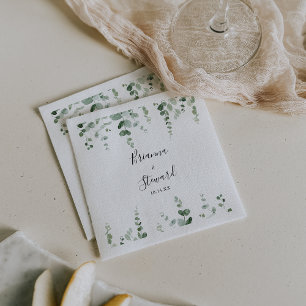 Elegant Minimalist Green Eucalyptus Wedding  Napkins