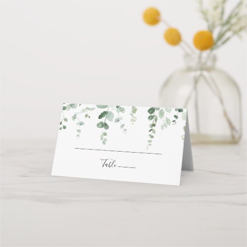 Elegant Minimalist Green Eucalyptus Wedding  Place Card