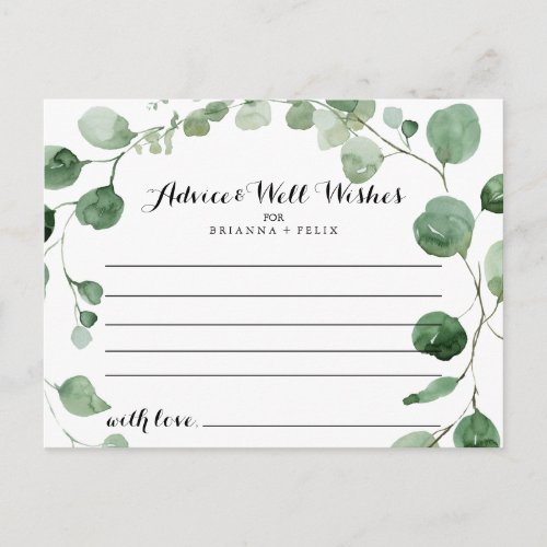 Elegant Minimalist Green Eucalyptus Wedding  Postcard