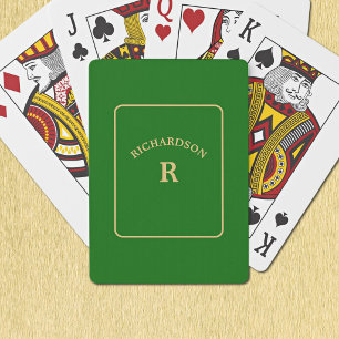 Elegant Minimalist Green & Gold Bridge Solitaire Poker Cards