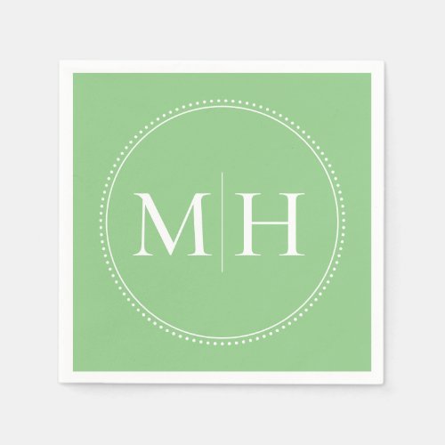 Elegant Minimalist Green Monogram Wedding Napkins