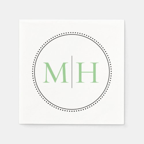 Elegant Minimalist Green Monogram Wedding Napkins