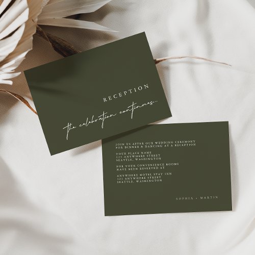 Elegant Minimalist Green Wedding Enclosure Cards
