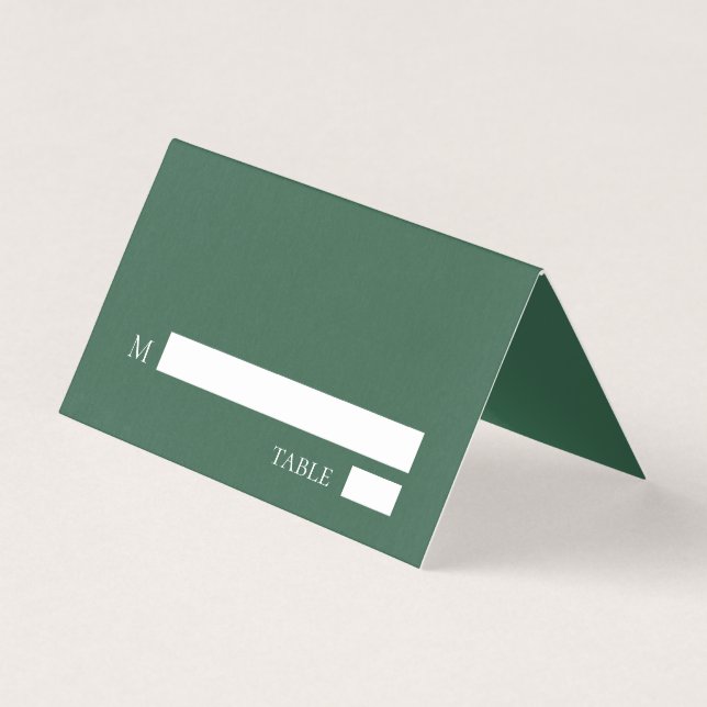 Elegant minimalist green Wedding Table Place Card (Front)