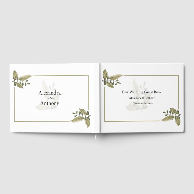 Elegant Minimalist Greenery Wedding Guest Book (Full)