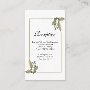 Elegant Minimalist Greenery Wedding Reception Enclosure Card