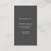 Elegant Minimalist Grey Faux Gold Hairdresser Business Card (Front)