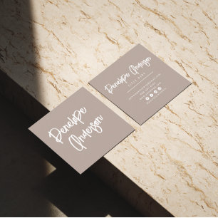 Elegant Minimalist Grey Neutral Boho Chic Modern Square Business Card