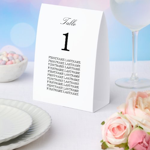 Elegant Minimalist Guest Names Paper Table Tent