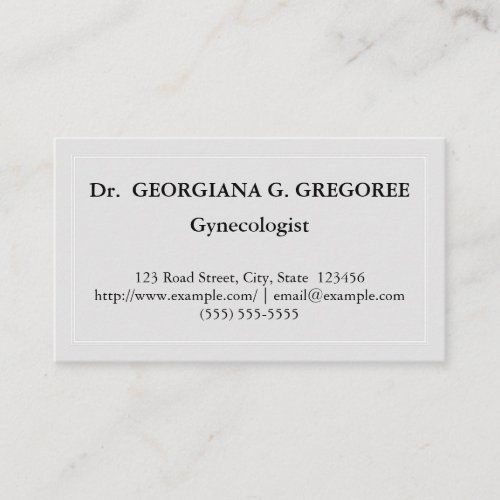 Elegant  Minimalist Gynecologist Business Card