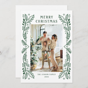 Elegant Minimalist Hand Drawn Christmas 2 Photo Holiday Card