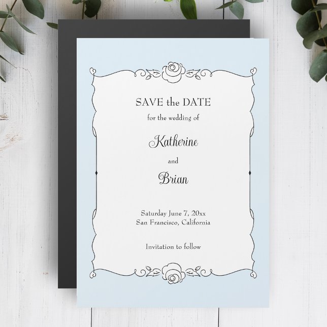 Elegant Minimalist Hand-Drawn Frame Save the Date (Creator Uploaded)