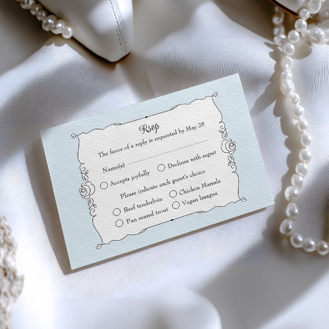 Elegant Minimalist Hand Drawn Rose Frame RSVP Card (Creator Uploaded)