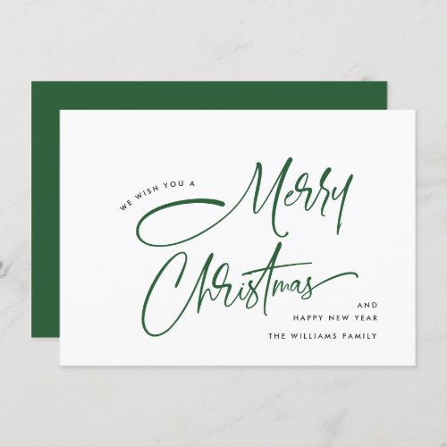 Elegant Minimalist Hand Writing Merry Christmas Holiday Card