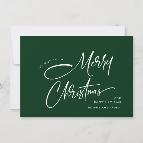 Elegant Minimalist Hand Writing Merry Christmas Holiday Card