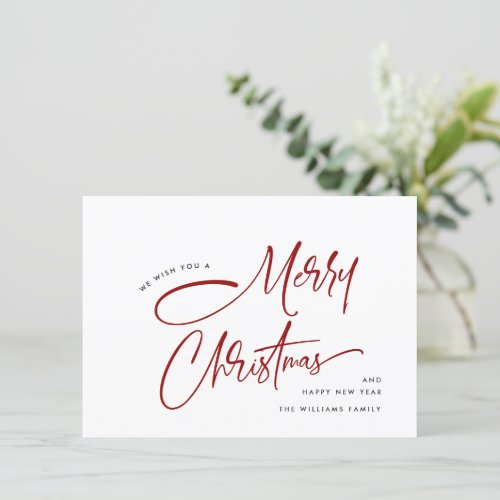 Elegant Minimalist Hand Writing Merry Christmas Holiday Card