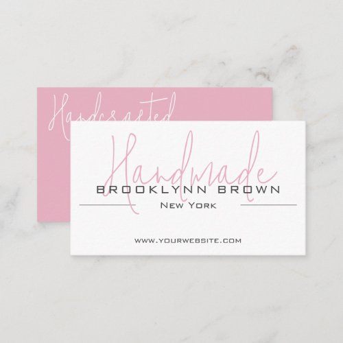 Elegant Minimalist Handmade Handcrafted Pink Blush Business Card