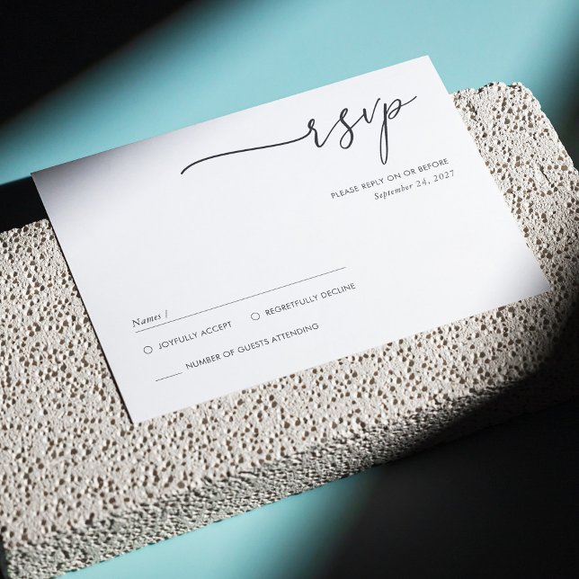 Elegant Minimalist Handwritten Script RSVP Card (Elegant Minimalist Handwritten Script Wedding RSVP Card)