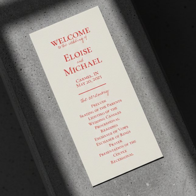 Elegant Minimalist Handwritten Wedding Program (Elegant Minimalist Handwritten Wedding Program)